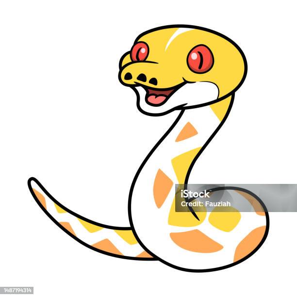 Cute Amelanistic Reticulated Python Cartoon Stock Illustration ...