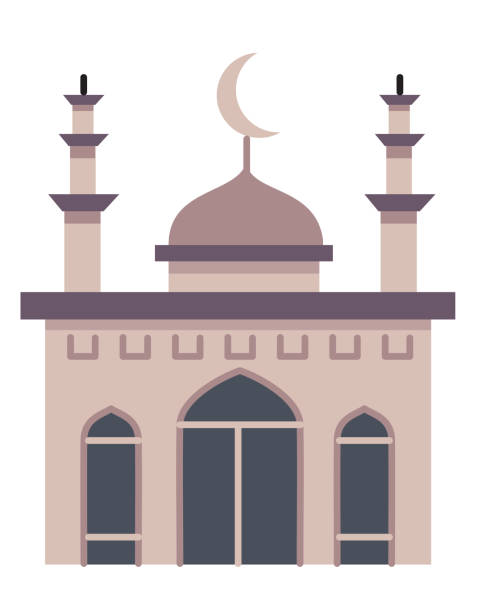 illustrazioni stock, clip art, cartoni animati e icone di tendenza di costruzione della comunità della piccola città icona colorata della moschea - small town america