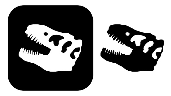 Vector illustration of two black and dinosaur skull flake Icons