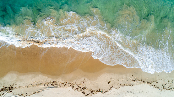 aerial view of the sandy beach and ocean in Zanzibar