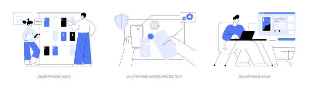 Vector illustration of Smartphone protection accessories abstract concept vector illustrations.