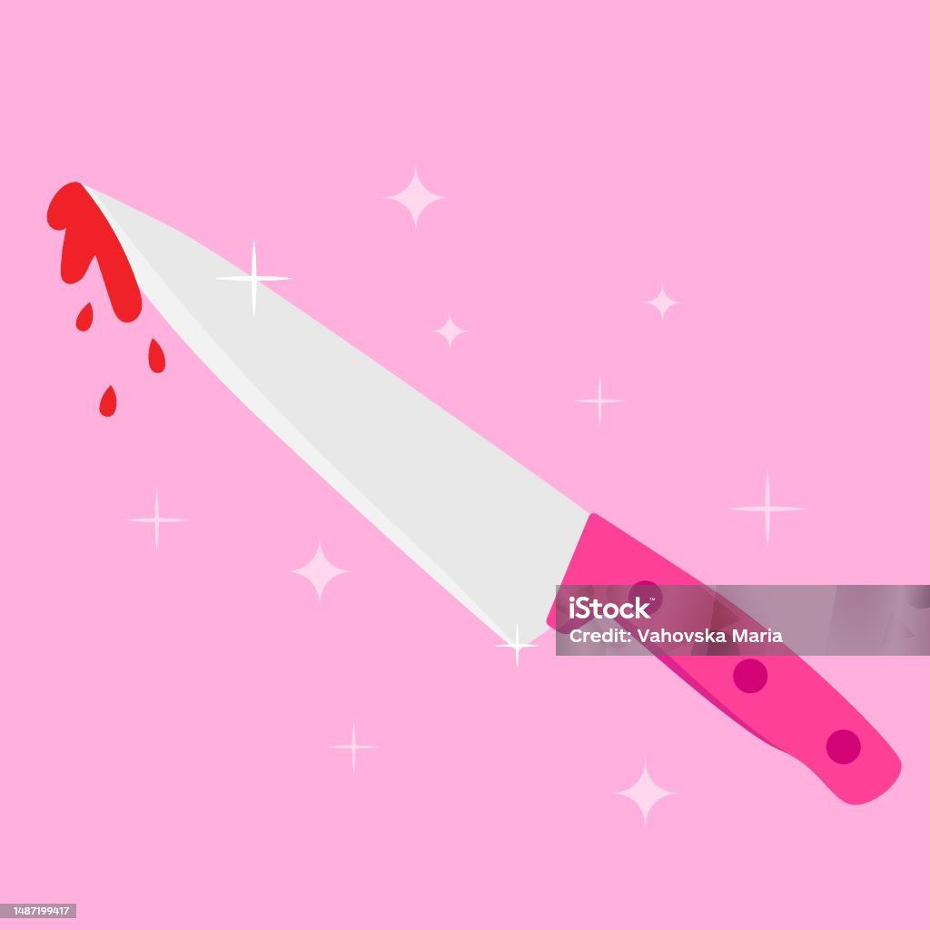 Trendy Pink Knife With Drops Of Blood Trendy Illustration In Style Y2k  Stock Illustration - Download Image Now - iStock