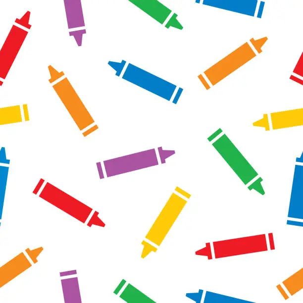 Vector illustration of Colorful Crayons Seamless Pattern