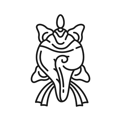 Buddhism religion conch shell symbol, Buddhist sign of Dharma and Ayurveda, vector icon. Shankha or shell conch icon of Buddhism, Hinduism and Tibetan Buddhist religious symbol of Ashtamangala