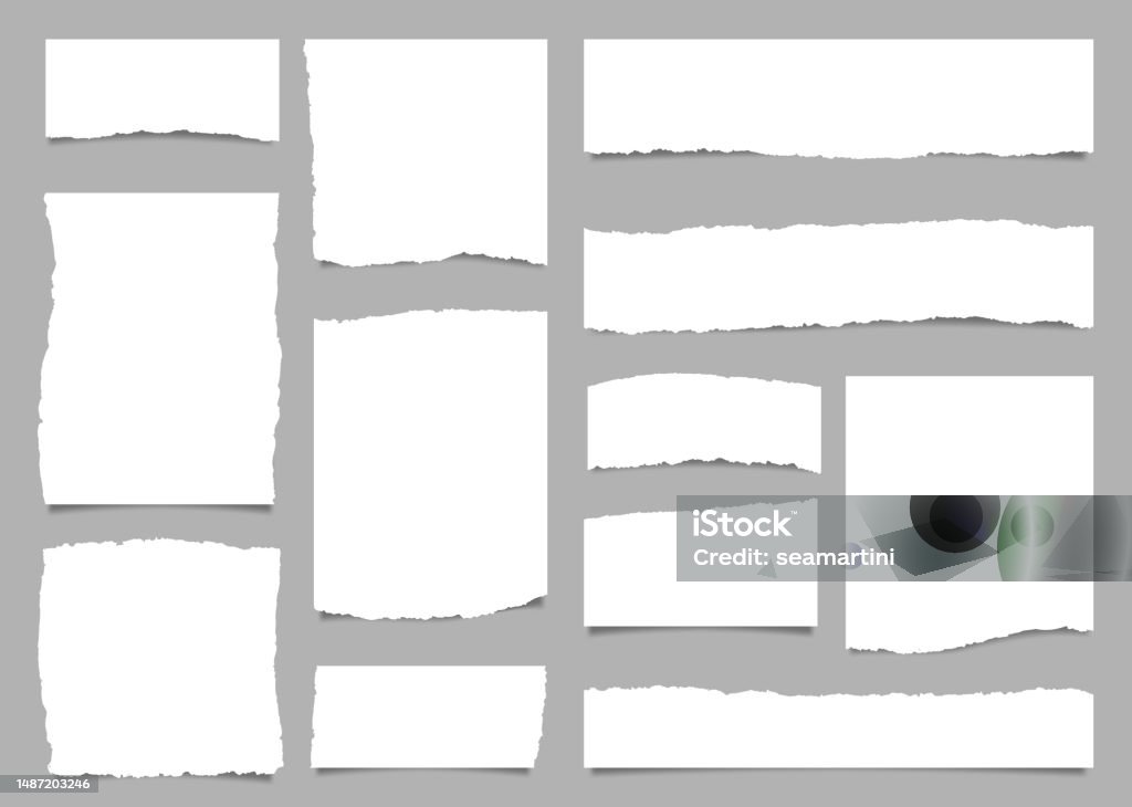 El papel rasgado blanco rasga trozos de bordes de hojas de notas - arte vectorial de Papel libre de derechos El papel rasgado blanco rasga trozos de bordes de hojas de notas - arte vectorial de Papel libre de derechos
