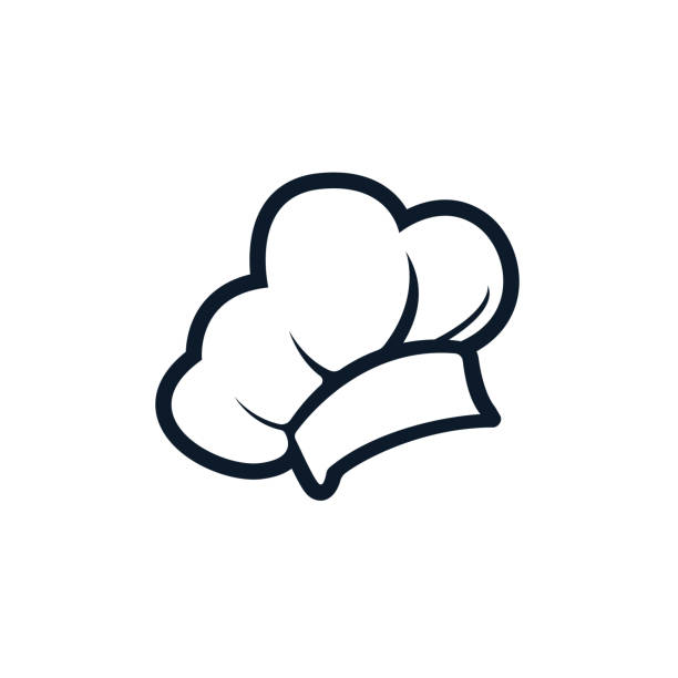logo kapelusza szefa kuchni i szablon projektu wektorowego ikony - czapka kucharza stock illustrations