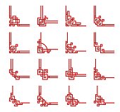 istock Chinese red frames corners, dividers of luck knot 1487209492