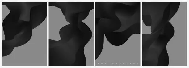 Vector illustration of elegance black and white smooth gradient fluidity fashion background collection