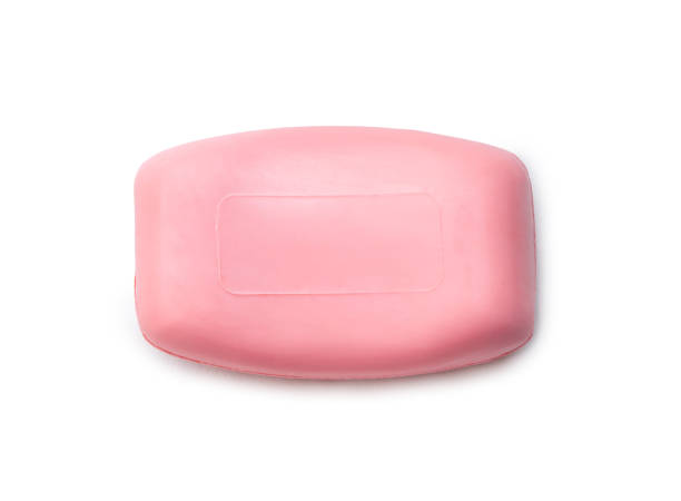 istock Single dry pink soap bar isolated on white background with clipping path 1487212820