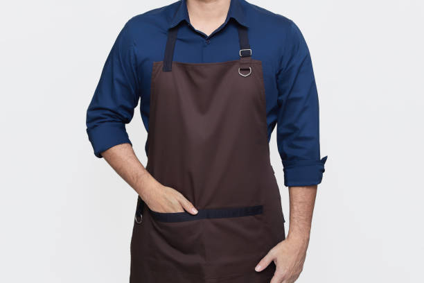 istock Asian Man wearing Apron, confident gesture 1487215046