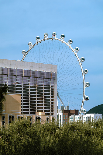 Las Vegas, Nevada, USA - April 8, 2023: The High Roller Ferris Wheel located along the Las Vegas Strip.