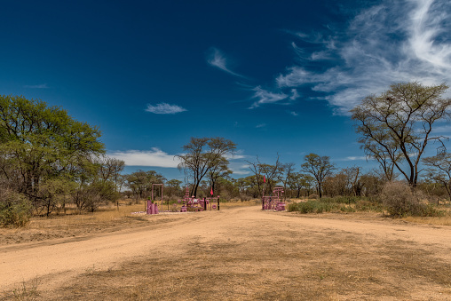 omaruru, namibia-december 08, 2020: Unconventional access area to a farm in Namibia