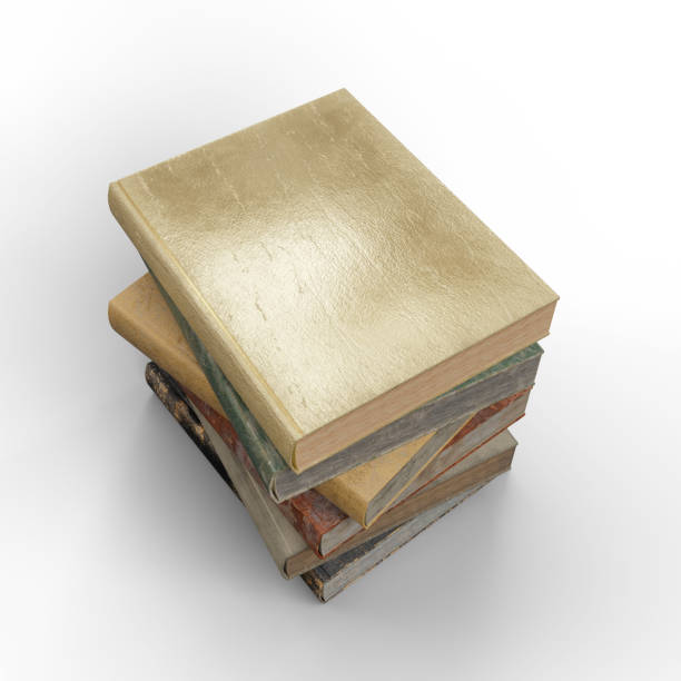 istock Stack of Vintage Old Books. Reading, Science and Literature Collage Template. 3D Illustration. File with Clipping Path. 1487222303