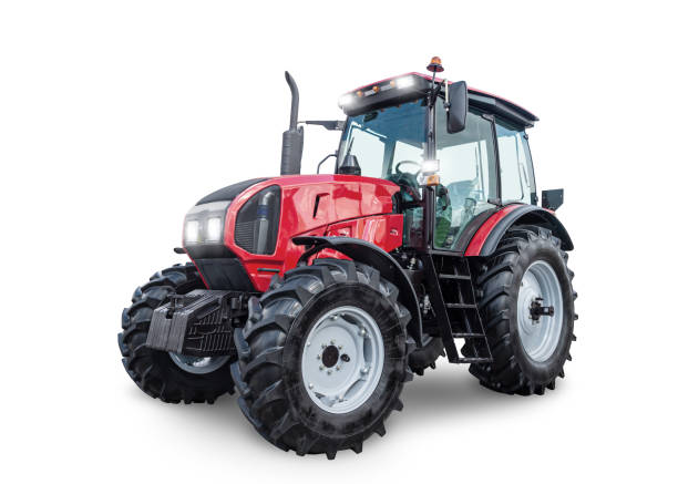 istock Modern wheeled tractor isolated on white background 1487223583