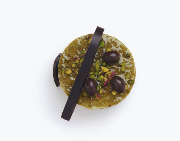 Pistachio cake on a white background