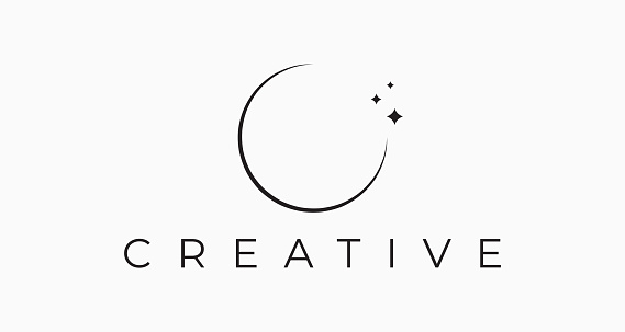 Creative Logo Dream Star Crescent Moon and Star Silhouette Illustration Simple and Minimalist Modern Business Sign Symbol