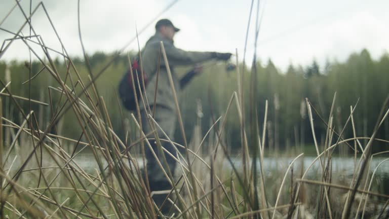 man catching fish