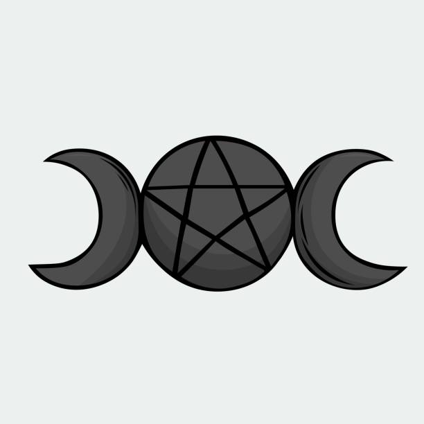 istock Hand-drawn Wiccan symbols, Triple goddess symbol, Symbols vector illustration 1487230061
