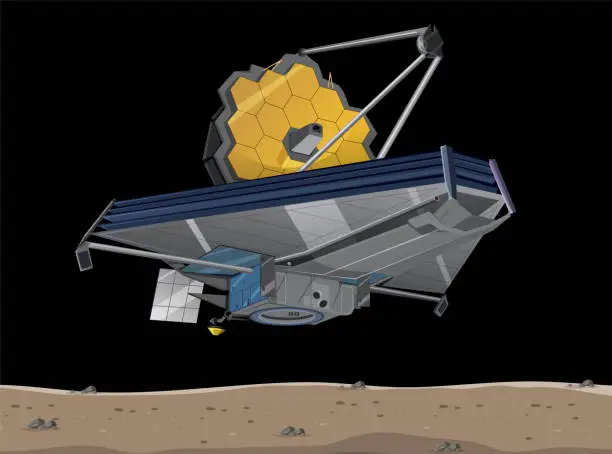 Vector illustration of James Webb Telescope in Space