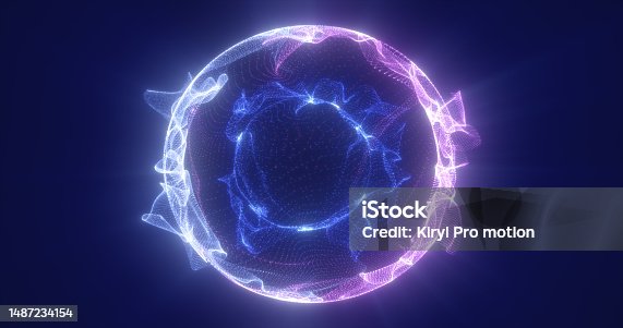 istock Abstract blue energy particle sphere glowing electric magical futuristic high-tech space 1487234154