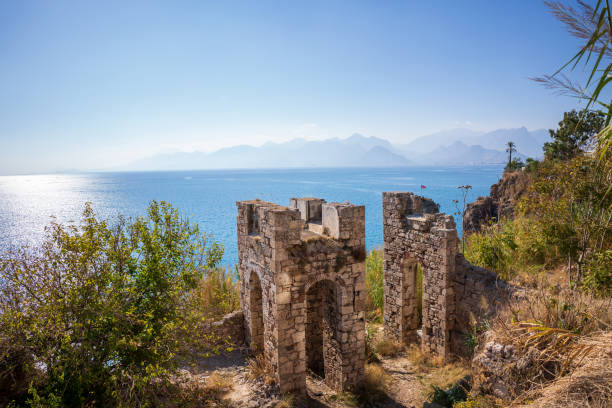 istock Beautiful and blue sea and historical ruin 1487236961