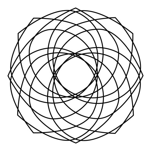 Vector isolated geometric ornament ornamental grid in a circle.