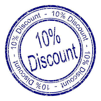 10 % discount rubber stamp blue - illustration