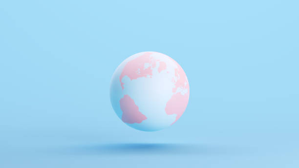 istock Pink Blue Globe Earth World Planet Map Atlantic Ocean Geography Kitsch Blue Background 1487241108
