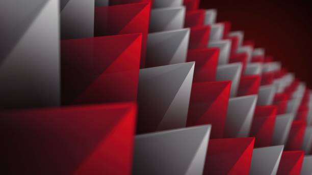 Red And Gray Triangle Shape Geometric Backgrounds - 3D Rendering Red, Geometric Shape, Triangle Shape, Gray Color, Backgrounds unesco organised group stock pictures, royalty-free photos & images