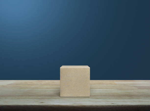 istock Wood block cube on wooden table 1487243205