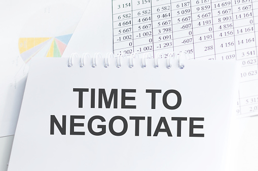 Time Negotiation Time To Negotiate Text On A Notebook With Chart Stock Photo - Download ...