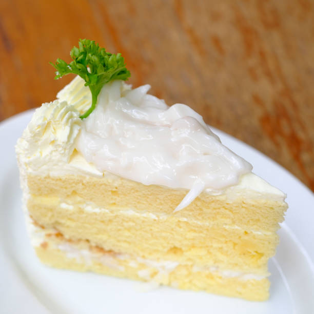 Coconut cake on white plate