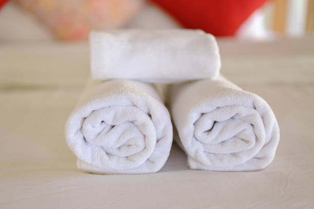 istock white towels in the room 1487260592