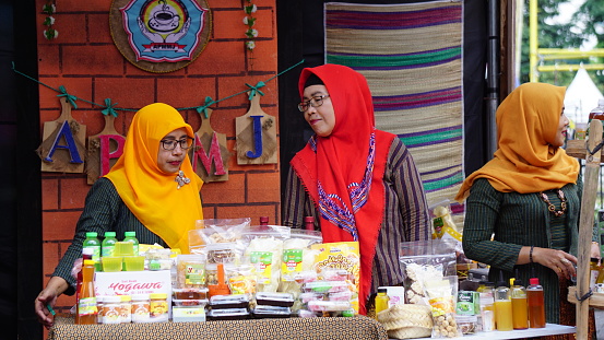 Kediri, East Java, Indonesia - March 8th, 2023 : The visitor of Pameran Jadul. Pameran Jadul is indonesian bazaar to celebrate anniversary of Kediri