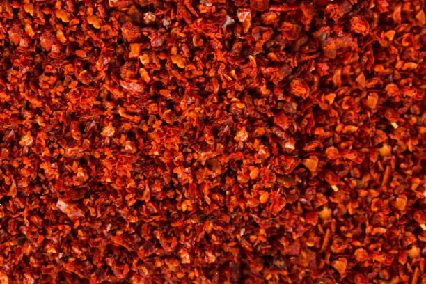 fondo grueso de chile rojo picante en polvo - foto de stock
