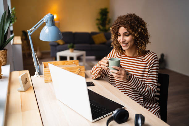 istock Young woman working from home 1487263541