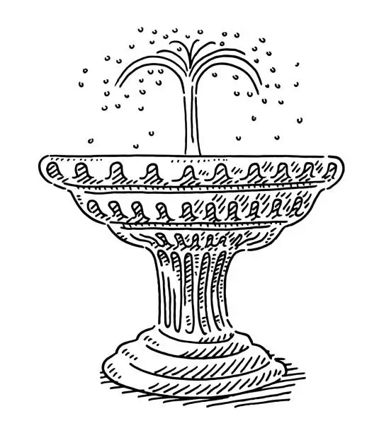 Vector illustration of Waterspout Fountain Drawing