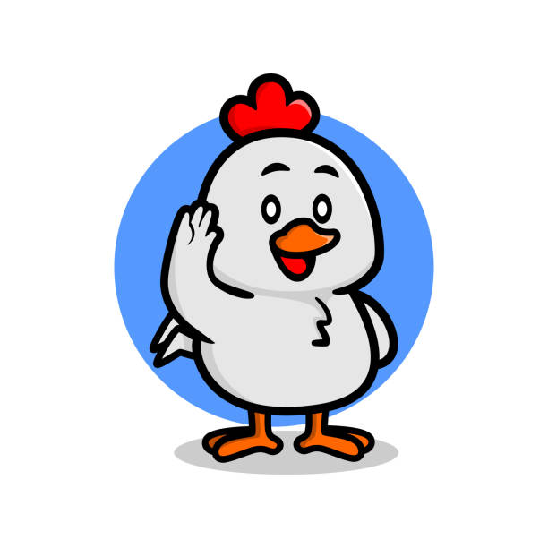 niedliche hühner-maskottchen-illustration. kawaii tier vektor illustration. - livestock isolated young animal chicken stock-grafiken, -clipart, -cartoons und -symbole