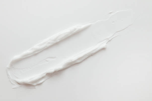 istock Cosmetic white creamy mask balm gel on white textured background 1487265328