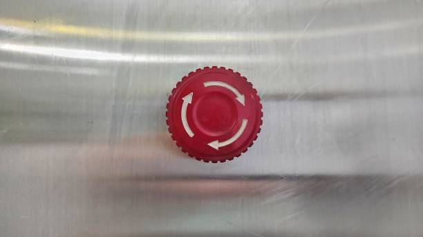 istock Object industrial background of red plastic rotate button 1487267019