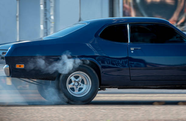 istock Muscle car burning rubber 1487267137