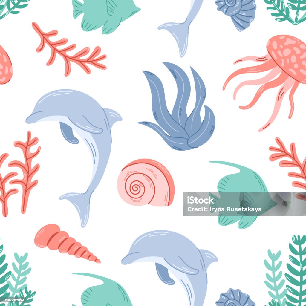 Background Image Pattern Ocean Seamless Marine Life Pattern Cute Ocean Background For Ocean Themes ...