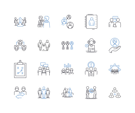 Minority advocacy outline icons collection. Inclusion, Empowerment, Representation, Diversity, Equity, Justice, Acceptance vector and illustration concept set. Allyship,Activism linear signs and symbols
