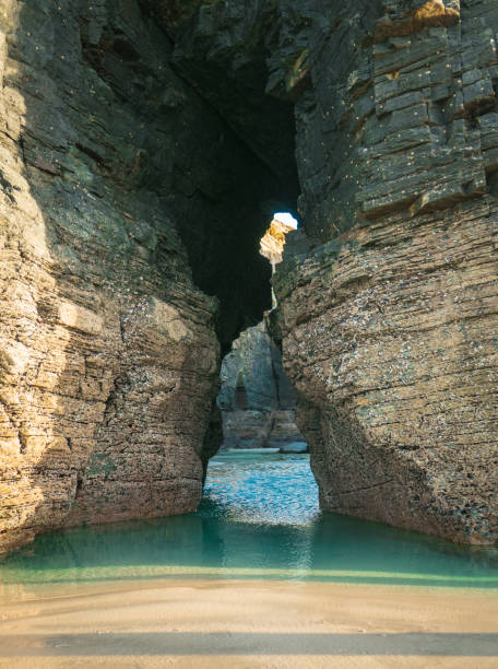 Ribadeo, Galicia, Spain - April 2, 2023: Praia das Catedrais (Beach of the Cathedrals)
