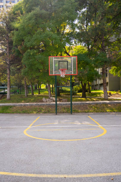 istock Open empty basketball hoop in the site 1487274076