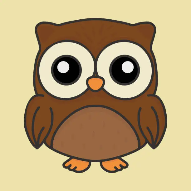 Vector illustration of owl cute in vector. Vector illustration with a bird in cartoon style.