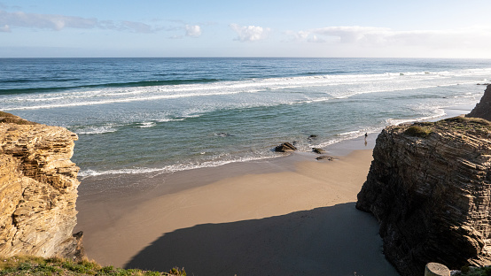 Costa Quebrada beach Playa de Arnia in Pielagos of Cantabria in northern Spain