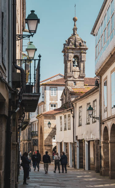 Street in Santiago de Compostela, Galicia, Spain stock photo