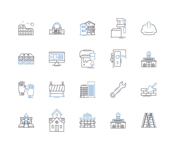 Erection line icons collection. Hardness, Stiffness, Turgidity, Firmness, Rigidity, Swelling, Engorgement vector and linear illustration. Expansion,Enlargement,Stalwartness outline signs set Erection outline icons collection. Hardness, Stiffness, Turgidity, Firmness, Rigidity, Swelling, Engorgement vector and illustration concept set. Enlargement,Stalwartness linear signs and symbols hardness stock illustrations
