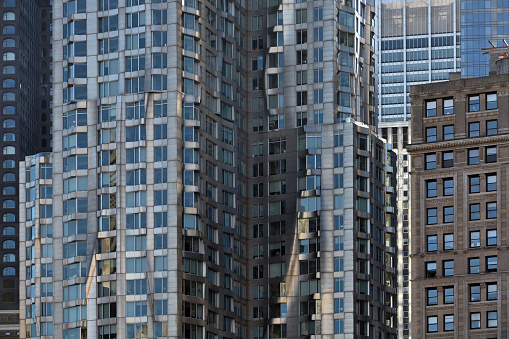 New York City, USA - February 14, 2023: modern buildings at morning in Mahattan, New York City, United States